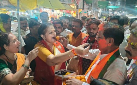 भाजपा की 3 राज्यों में एतिहासीक जीत पर बुरहानपुर में आतिशबाजीकर मनाया गया जश्र झालमुडी खिलाई गई, बैंडबाजे के साथ निकला जुलूस, जमकर थिरके भाजपाई