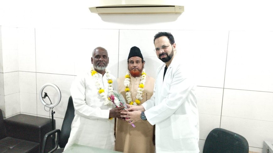 जिला हज कमेटी के अध्यक्ष अधिवक्ता फरीद अहमद का डॉक्टर सैयद नदीम ने किया स्वागत