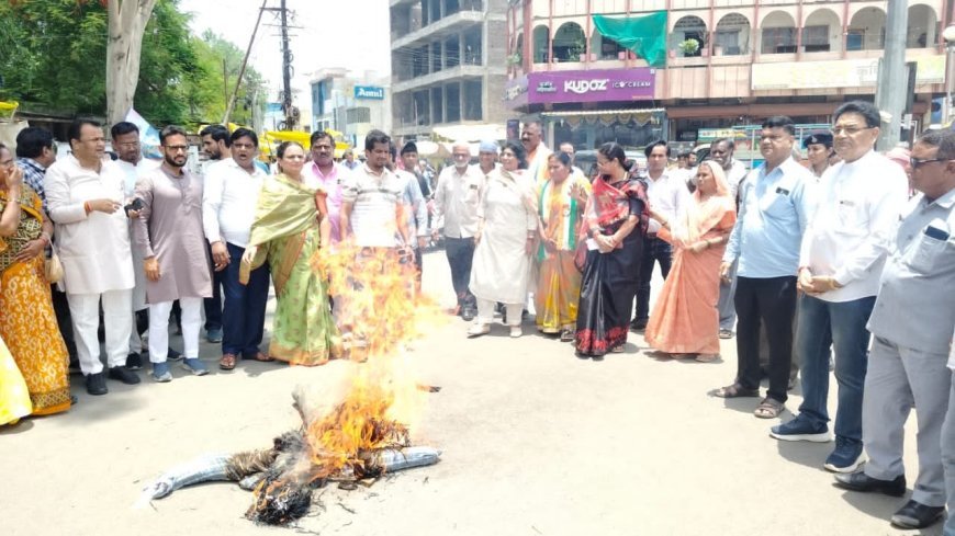 महिला कांग्रेस ने किया मीनाक्षी नटराजन का राज्यसभा नामांकन निरस्त होने का विरोध, नारेबाजी कर किया पुतला दहन, एसडीएम को दिया ज्ञापन